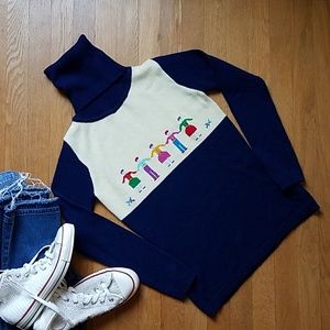 Vintage embroidered folk art turtleneck sweater